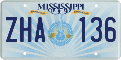 MS license plate ZHA136