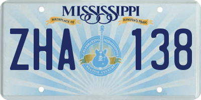 MS license plate ZHA138