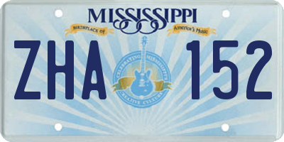 MS license plate ZHA152