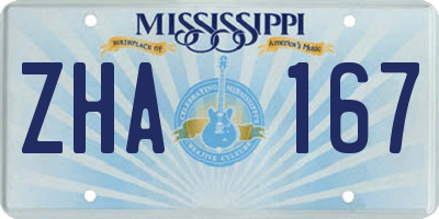 MS license plate ZHA167