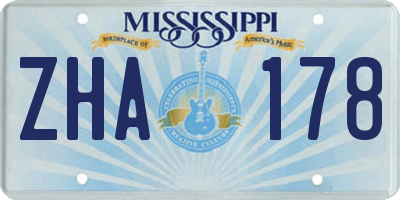 MS license plate ZHA178