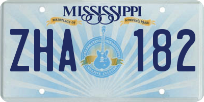 MS license plate ZHA182