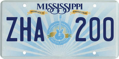 MS license plate ZHA200