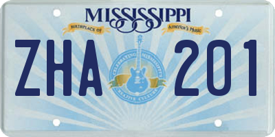 MS license plate ZHA201