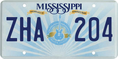 MS license plate ZHA204