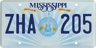 MS license plate ZHA205