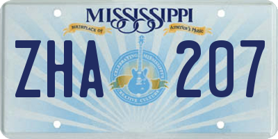 MS license plate ZHA207