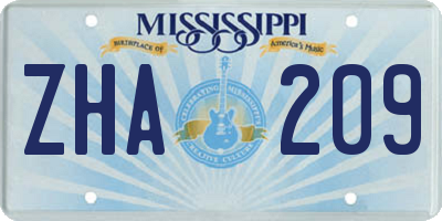 MS license plate ZHA209
