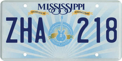 MS license plate ZHA218