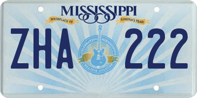 MS license plate ZHA222