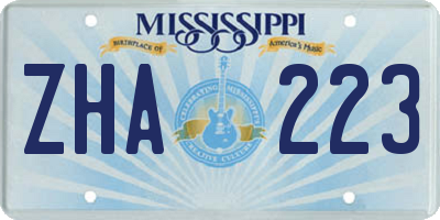 MS license plate ZHA223