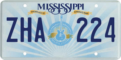 MS license plate ZHA224
