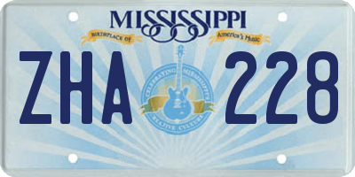 MS license plate ZHA228