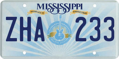 MS license plate ZHA233