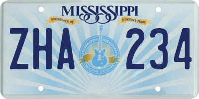 MS license plate ZHA234