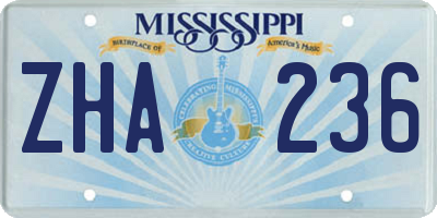 MS license plate ZHA236