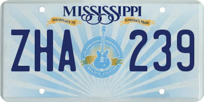 MS license plate ZHA239