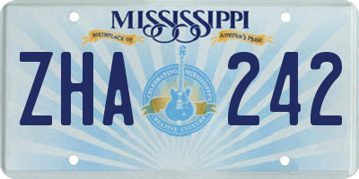 MS license plate ZHA242
