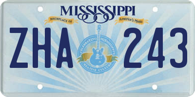 MS license plate ZHA243