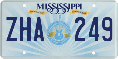 MS license plate ZHA249