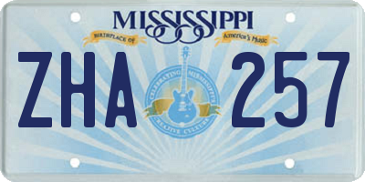 MS license plate ZHA257