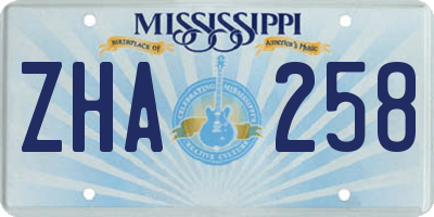 MS license plate ZHA258