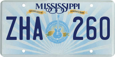 MS license plate ZHA260