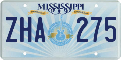 MS license plate ZHA275