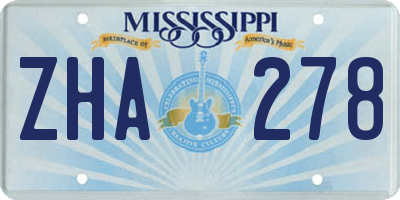 MS license plate ZHA278