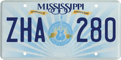 MS license plate ZHA280