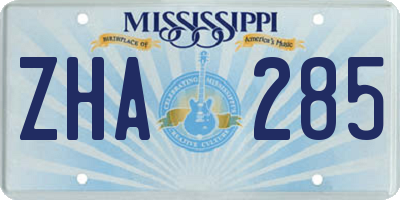 MS license plate ZHA285