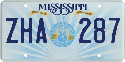 MS license plate ZHA287