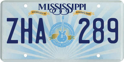 MS license plate ZHA289