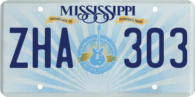 MS license plate ZHA303