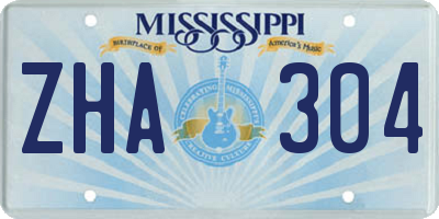 MS license plate ZHA304