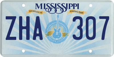 MS license plate ZHA307
