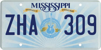 MS license plate ZHA309