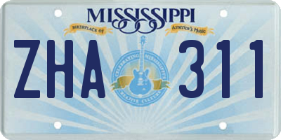 MS license plate ZHA311