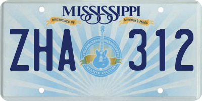 MS license plate ZHA312