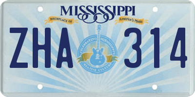 MS license plate ZHA314