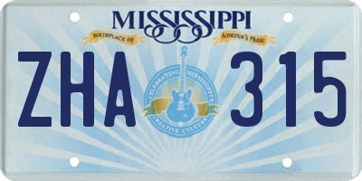 MS license plate ZHA315