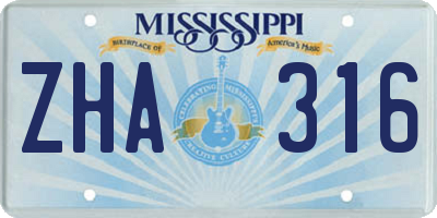 MS license plate ZHA316