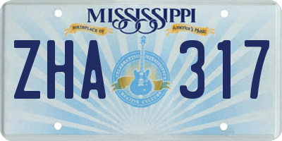 MS license plate ZHA317