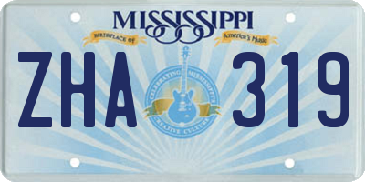 MS license plate ZHA319