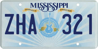 MS license plate ZHA321