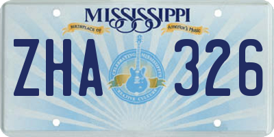 MS license plate ZHA326