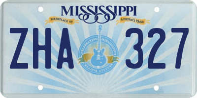 MS license plate ZHA327