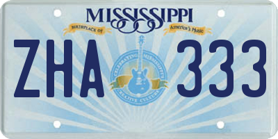MS license plate ZHA333