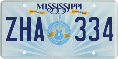 MS license plate ZHA334