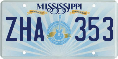 MS license plate ZHA353